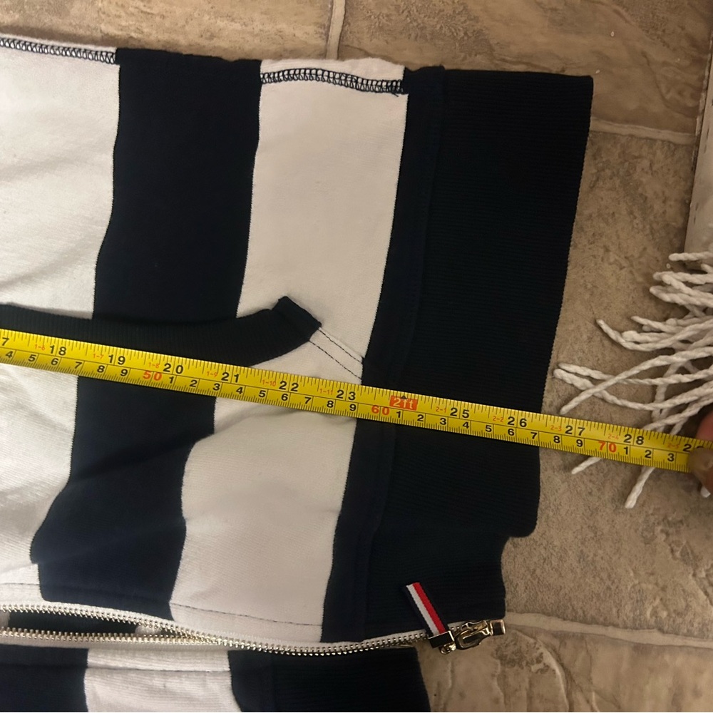 Tommy Hilfiger Striped Zip Up Sweatshirt XL Blue White Y2K Streetwear - Picture 12 of 15
